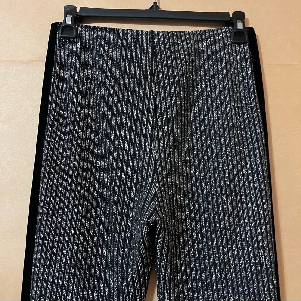 NBD | Tuxedo Legging in Silver Stripe Metallic High Rises Pull-On Pants Size M